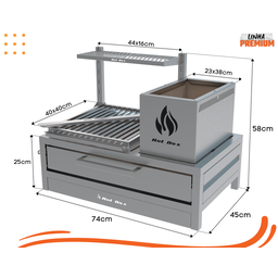 Parrilla para Bancada 74x45 com Grelha Argentina - 2