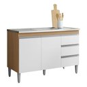 Ver imagem 1 de Balcão de Cozinha para Pia Andréia 120cm 2 Portas 3 Gavetas sem Tampo Amêndoa/branco