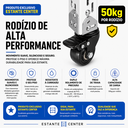 Ver imagem 4 de Rodinha Rodízio para Encaixe em Estante em Aço 4 Pçs com e sem Trava até 200kg Total Encaixe Simples