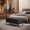 Ver imagem 2 de Puff Decorativo Para Sala de Estar Cléo W01 Base de Ferro 90 cm Couríssimo Preto Brilho - Lyam