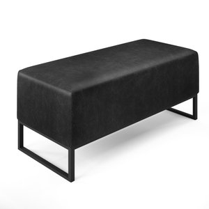 Puff Decorativo Para Sala de Estar Cléo W01 Base de Ferro 90 cm Couríssimo Preto Brilho - Lyam