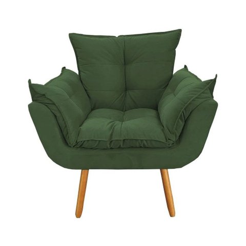 Poltrona Opala Suede Verde Pés Palito