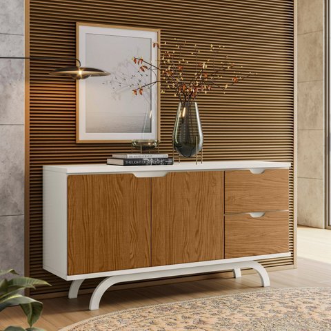 Balcão Buffet Aparador 100% MDF 2 Portas 2 Gavetas 150cm Vicenza