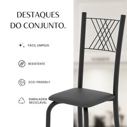 Conjunto de Mesa Tubular 70x70cm Tampo em Mdf 4 Cadeiras Sara - 13