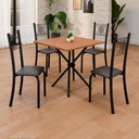 Ver imagem 1 de Conjunto de Mesa Tubular 70x70cm Tampo em MDF 4 Cadeiras Sara Preto/Liso/Txt