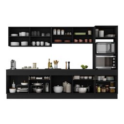 Armário de Cozinha Completa 5 Peças com Rodapé Mp2175 Made Multimóveis Preto/branco - 4