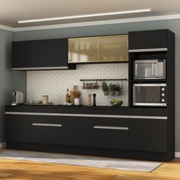 Armário de Cozinha Completa 5 Peças com Rodapé Mp2175 Made Multimóveis Preto/branco - 2