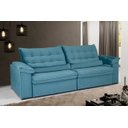 Ver imagem 1 de Sofá Retrátil e Reclinável 230 cm Oriental Veludo Azul Turquesa Chamby Móveis
