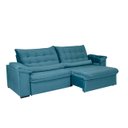Ver imagem 2 de Sofá Retrátil e Reclinável 230 cm Oriental Veludo Azul Turquesa Chamby Móveis