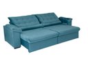 Ver imagem 3 de Sofá Retrátil e Reclinável 230 cm Oriental Veludo Azul Turquesa Chamby Móveis
