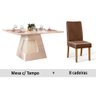 Conjunto: Mesa Sala Jantar Dela c/ Tampo Madeirado c/ Vidro 136cm + 8 Cadeiras Serena Demolição/OW/M - 1