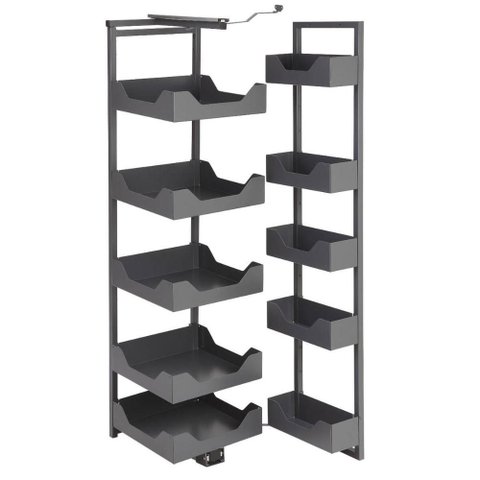 Coluna Deslizante Alta 10 Bandejas Pretas Masutti 35,5x50,5x144 a 175cm Prateleira Armário