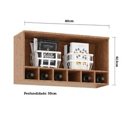 Armário Aéreo de Cozinha 80cm com 1 Porta Basculante e Mini Adega 100% MDF Itália Espresso Móveis - 3