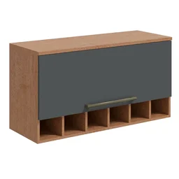 Armário Aéreo de Cozinha 80cm com 1 Porta Basculante e Mini Adega 100% MDF Itália Espresso Móveis - 2