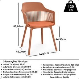 Kit 2 Cadeiras de Jantar Estofada Marcela - Marrom - 7