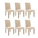 Ver imagem 1 de Kit 6 Cadeiras para Sala de Jantar Estofadas Fernanda Bege/Nude