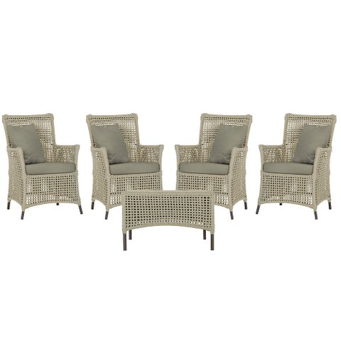 4 Poltronas e 1 Mesa Igapó em Alumínio Pintura Marrom Corda Náutica Estofado 8