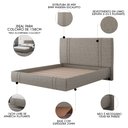 Ver imagem 4 de Cama Queen Flutuante com Cabeceira 160cm Lyra S05 Linho Marrom - Mpozenato