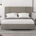 Ver imagem 2 de Cama Queen Flutuante com Cabeceira 160cm Lyra S05 Linho Marrom - Mpozenato