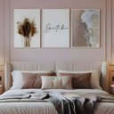 Ver imagem 4 de Kit 3 Quadros Boho Bege Mar Gratidão Moldura Branca