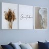 Kit 3 Quadros Boho Bege Mar Gratidão Moldura Branca - 14