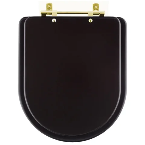 Assento Sanitário Link Marrom Fosco para vaso Deca Com Ferragem Dourada