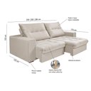 Ver imagem 2 de Sofá Retrátil Reclinável Cancún 2,50 Veludo Marfin Luxo Império Estofados