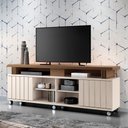 Ver imagem 1 de Rack Bancada de Tv 70 Pol 180cm Briz Castanho/off White - Hb Móveis