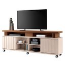 Ver imagem 3 de Rack Bancada de Tv 70 Pol 180cm Briz Castanho/off White - Hb Móveis
