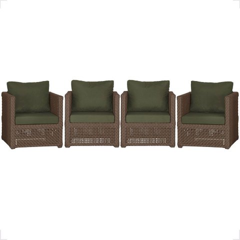 4 Poltronas Madri Alumínio Corda Náutica Estofado 13 Trama Original