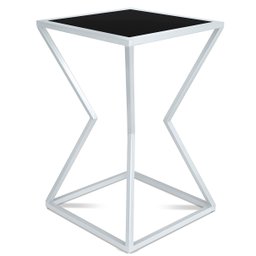 Mesa de Canto Lateral Alta Quadrada para Sala Austria - Branca Preta - 6