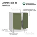 Ver imagem 3 de Balcão de Cozinha 70 cm 2 Portas (sem Tampo) Branco/Verde Vik Madesa