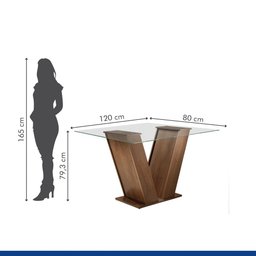 Conjunto Sala de Jantar Mesa Classic Tampo de Vidro 4 Cadeiras Vitória Cel Móveis - 4