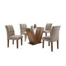 Conjunto Sala de Jantar Mesa Classic Tampo de Vidro 4 Cadeiras Vitória Cel Móveis - 1