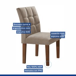 Conjunto Sala de Jantar Mesa Classic Tampo de Vidro 4 Cadeiras Vitória Cel Móveis - 6