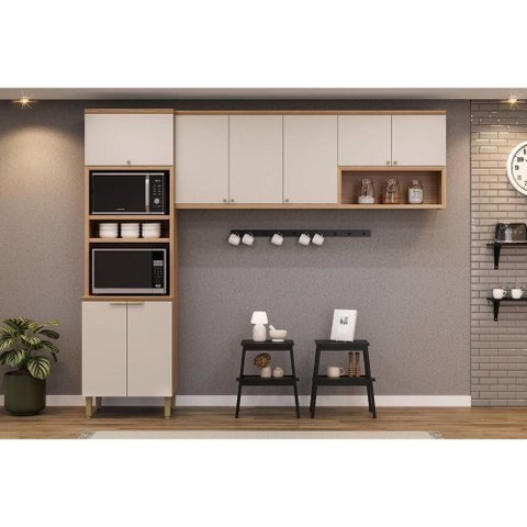 Cozinha Completa Selene 3 Peças (2aéreos+1torrequente) Cp13 Jequitiba/off White Fosco - Linea