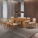 Ver imagem 1 de Sala de Jantar Mesa Noronha 220cm Tampo Laminado Barril com 8 Cadeiras Bella