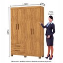 Ver imagem 3 de Guarda-Roupa 4 Portas 2 Gavetas com Pés Genova Marrom/Cinamomo