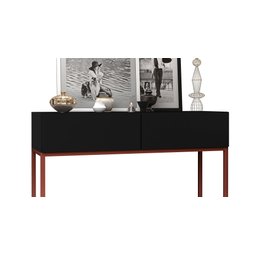 Aparador Buffet Bancada para Cantinho do Café Estilo Industrial 2 Gavetas Cinza Pé de Aço Cobre - 3