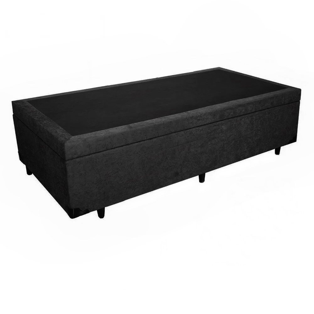 Cama Box Baú Solteiro Black AColchões Suede Preto - 2