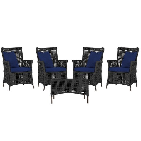 4 Poltronas e 1 Mesa Igapó em Alumínio Pintura Marrom Corda Náutica Estofado 10