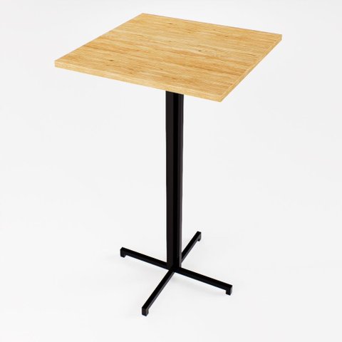 Mesa Alta Bar Bistrô Quadrada Madeira Industrial Black Tampo Pinus Conjunto de Mesas e Cadeiras
