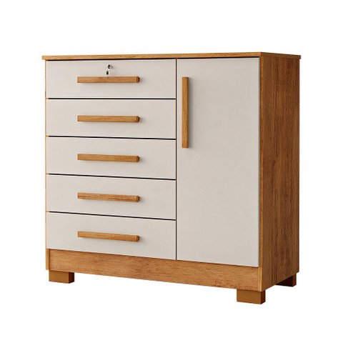 2. Cômoda Multiuso para Quarto Infantil Solteiro e Casal Compacta Reforçada Royale Cedro/Off White