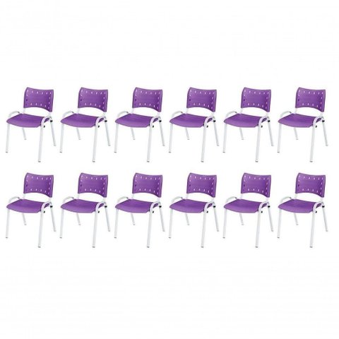 Cadeira Iso Base Branco , Escritório Violeta Kit 12 Un