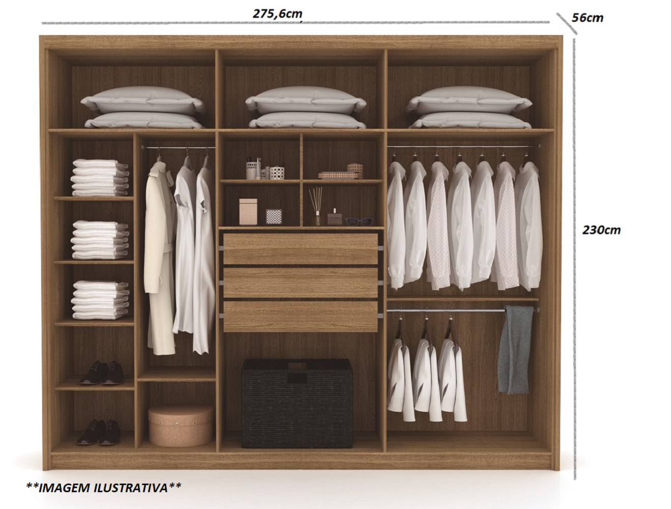 Guarda Roupas Casal Dubai Majestic 2.75mt Fendi Vila Rica