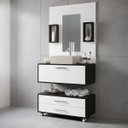 Ver imagem 1 de Balcão Gabinete de Banheiro 1 Porta 2 Gavetas Class 910 60cm Preto/Branco - Arte Cas
