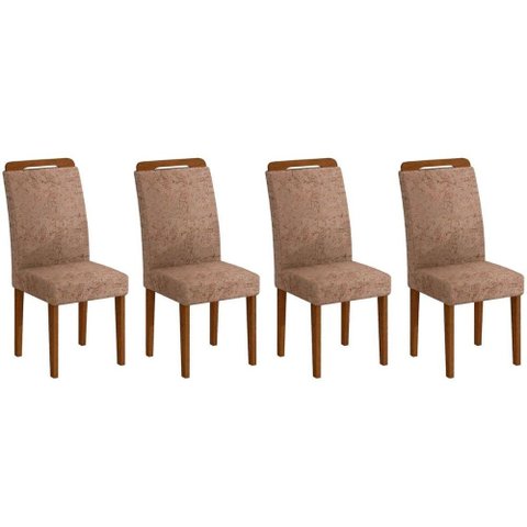 Kit 4 Cadeiras Sala Jantar Athenas 4 Un Capuccino/suede Chocolate - Rufato