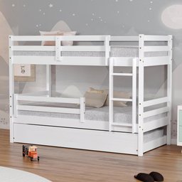 Treliche Solteiro Dreams com Grade de Proteção Madeira Maciça Branco Megamobilia - 2