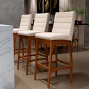 Ver imagem 2 de Banqueta Alta Para Cozinha Sala de Jantar Fixa Mila B04 Suede Bege - Lyam Decor
