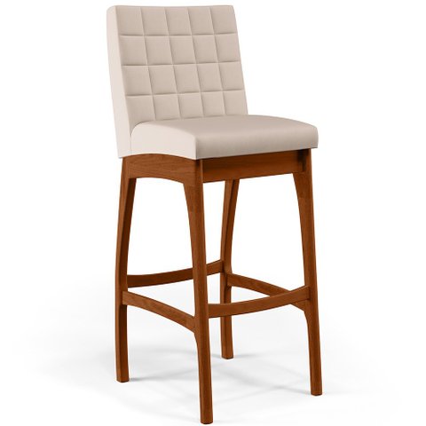 Banqueta Alta Para Cozinha Sala de Jantar Fixa Mila B04 Suede Bege - Lyam Decor
